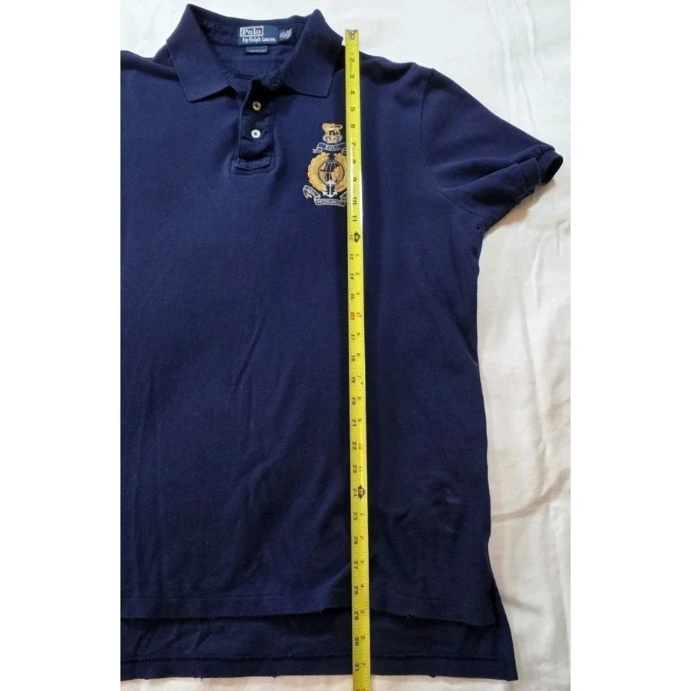 Polo‎ Ralph Lauren Navy Blue Crest Polo Shirt Men's XL Custom Fit Anchor 2nd RL